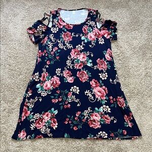Navy Blue Floral Sleeveless Sundress XXL